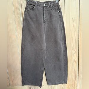 Zara Charcoal Gray High-Waist Straight Jeans